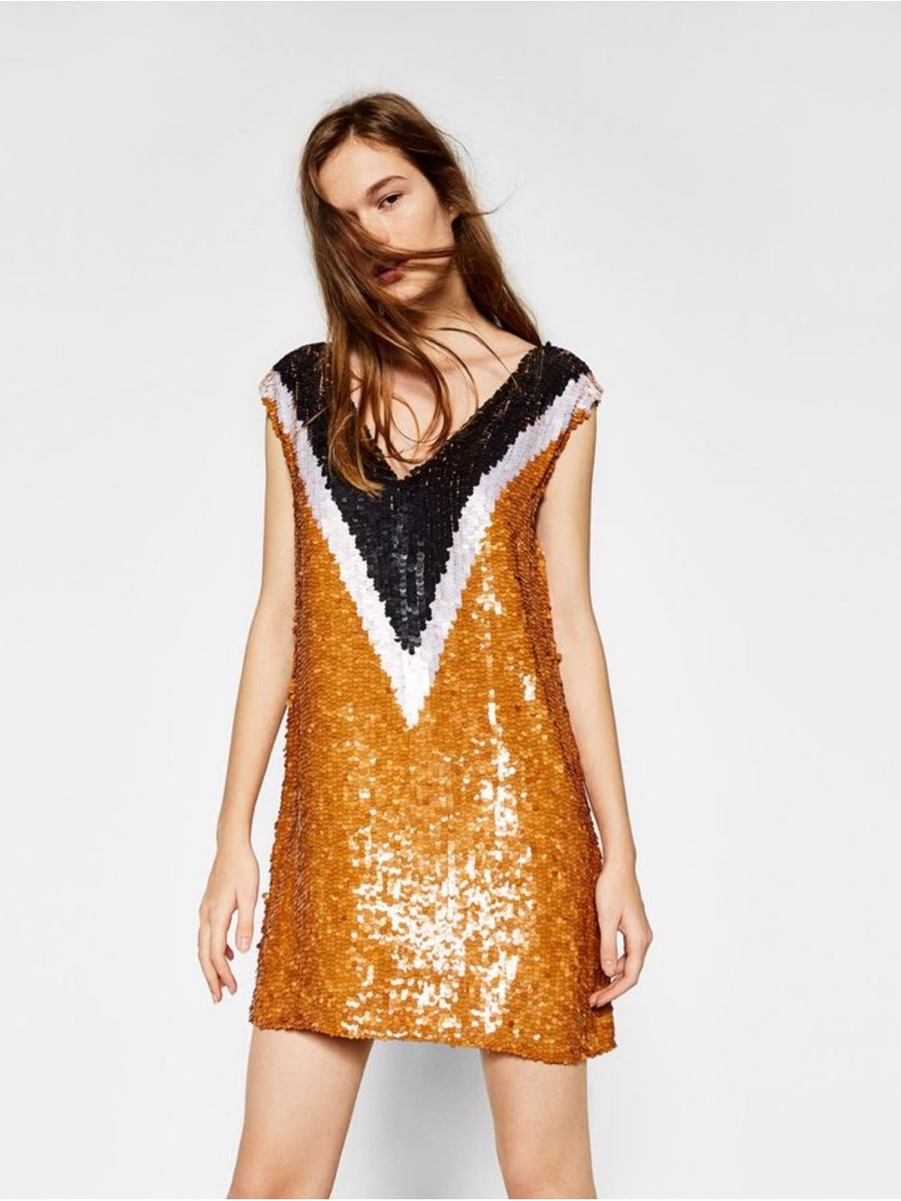 Zara Size Medium Sequin Mini Dress Lined